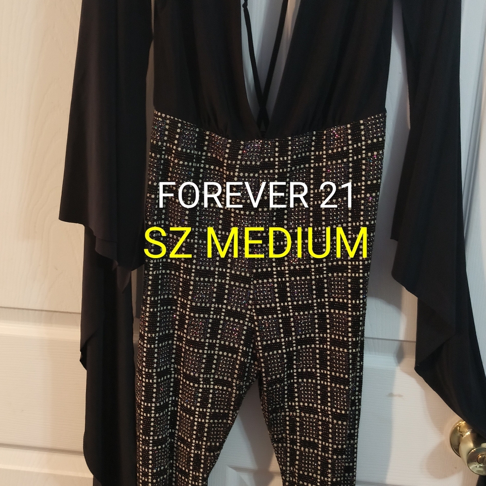 Forever 21 Black and White Plaid Jumpsuit